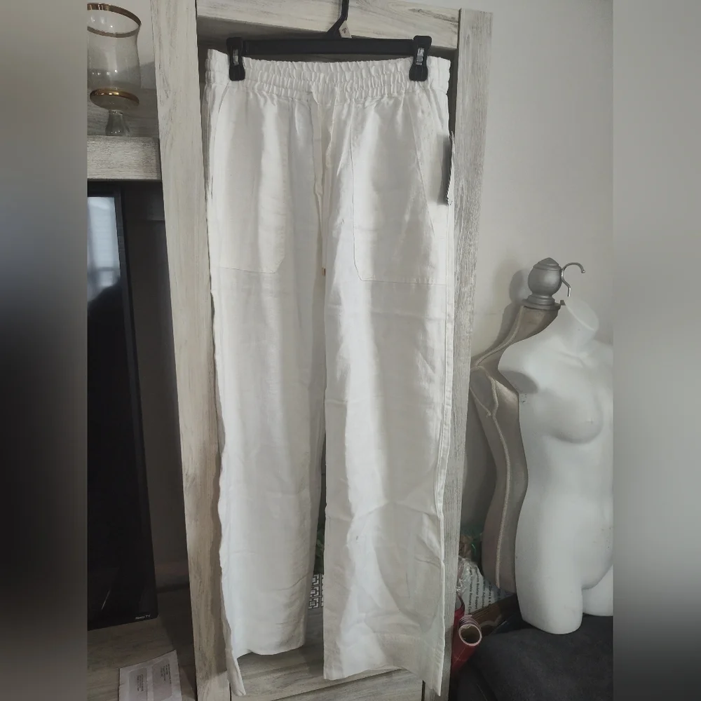 Ralph Lauren Womens 100% Linen Casual Wide Leg Pants SZ 4 New With Tags